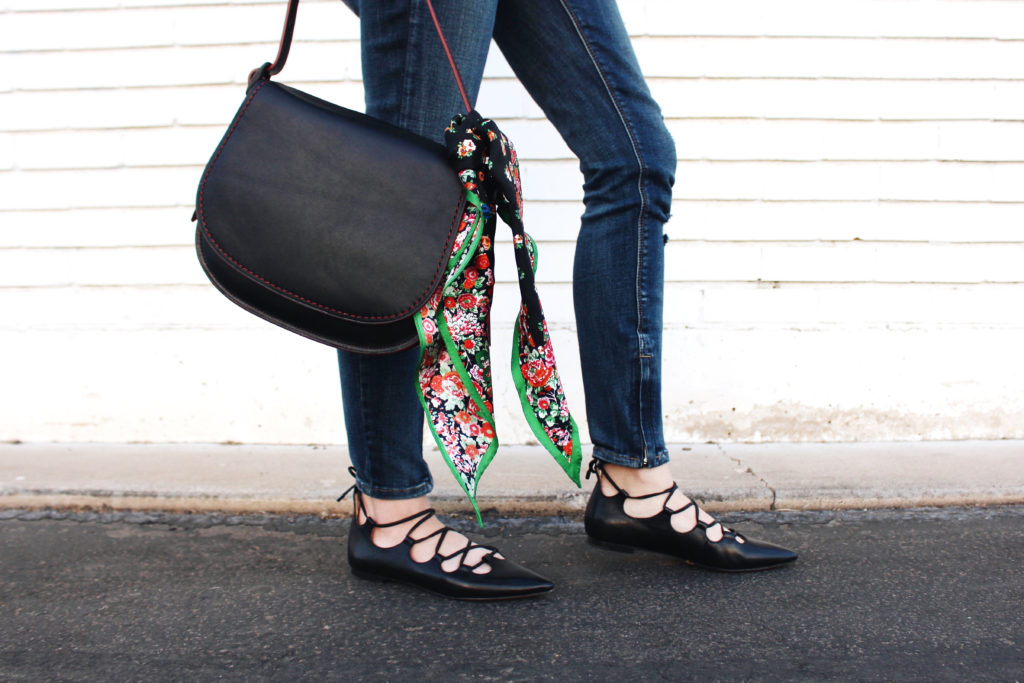 New Darlings - Coach lace up flats - floral scarf