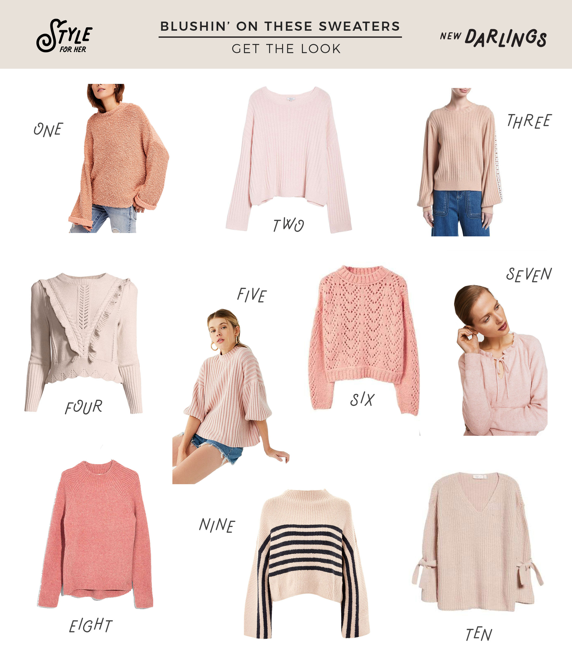 Blush Sweaters Round Up - Pink Sweaters for Fall and Winter