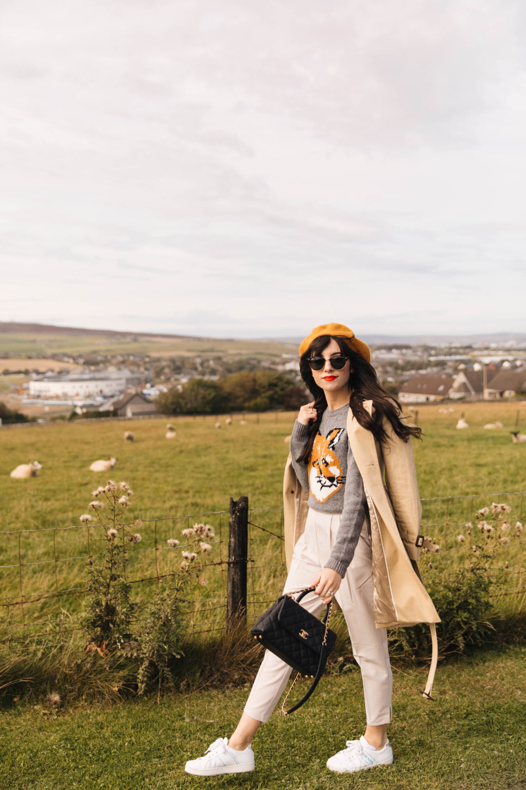 Kirkwall Scotland Travel Diary - Fox Sweater and Beret Outfit