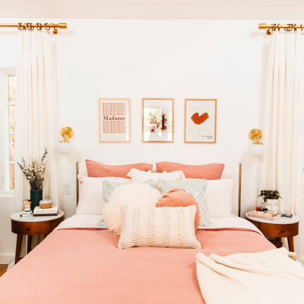 Blush and teal Master Bedroom