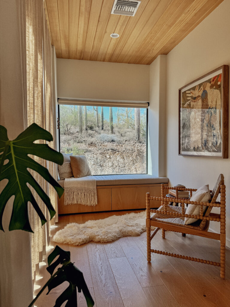 cozy loft, reading nook, picture window, desert home